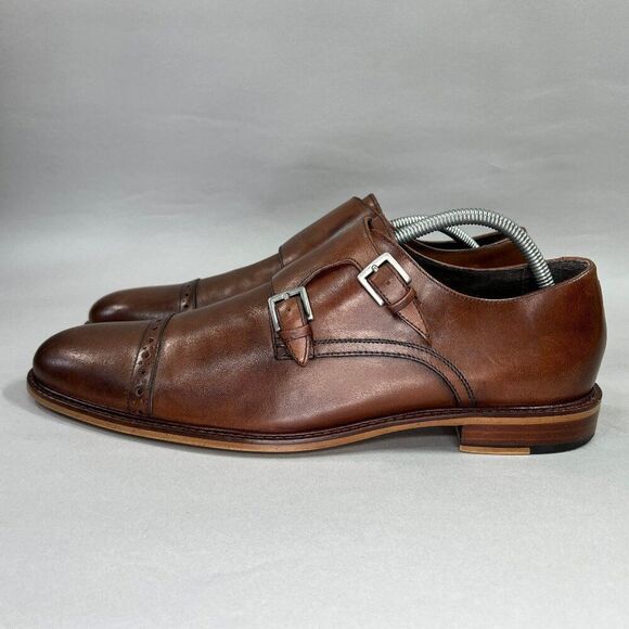Joseph Abboud Glenn Monkstrap Cap Toe Brown Leather Oxfrod  display picture 3